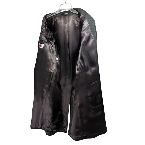 Marshall Fields Charcoal Gray English Wool Vintage Button Up Lined Overcoat 42L - Picture 4 of 12